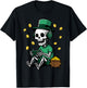 St Patricks Day Gamer Skeleton Saint Paddys Men Boys Kids T-Shirt - T-Shirt | Black