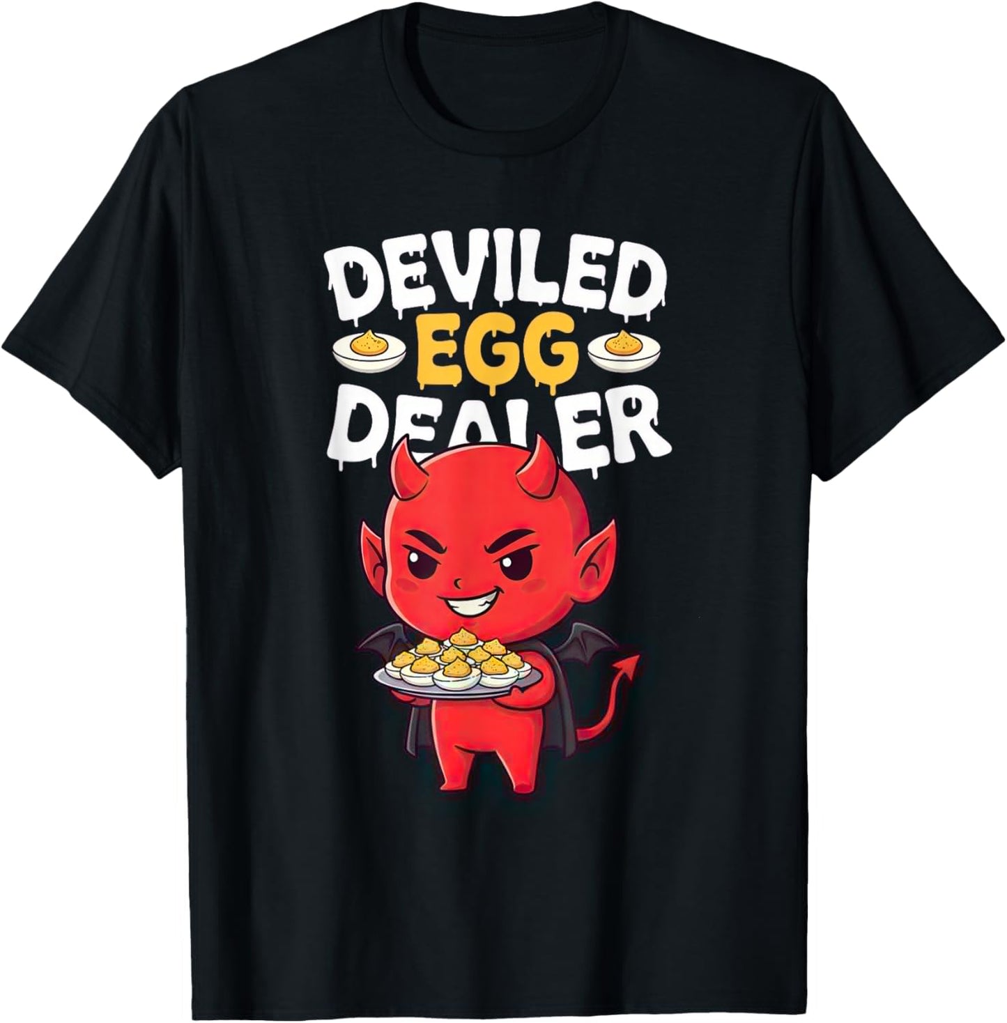 Funny Deviled Egg Dealer Litte Devil Tray Cute T-Shirt - T-Shirt | Black