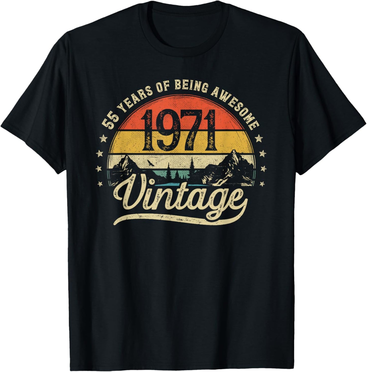 Vintage 1971 55 Years Old 55th Birthday T-Shirt - T-Shirt | Black