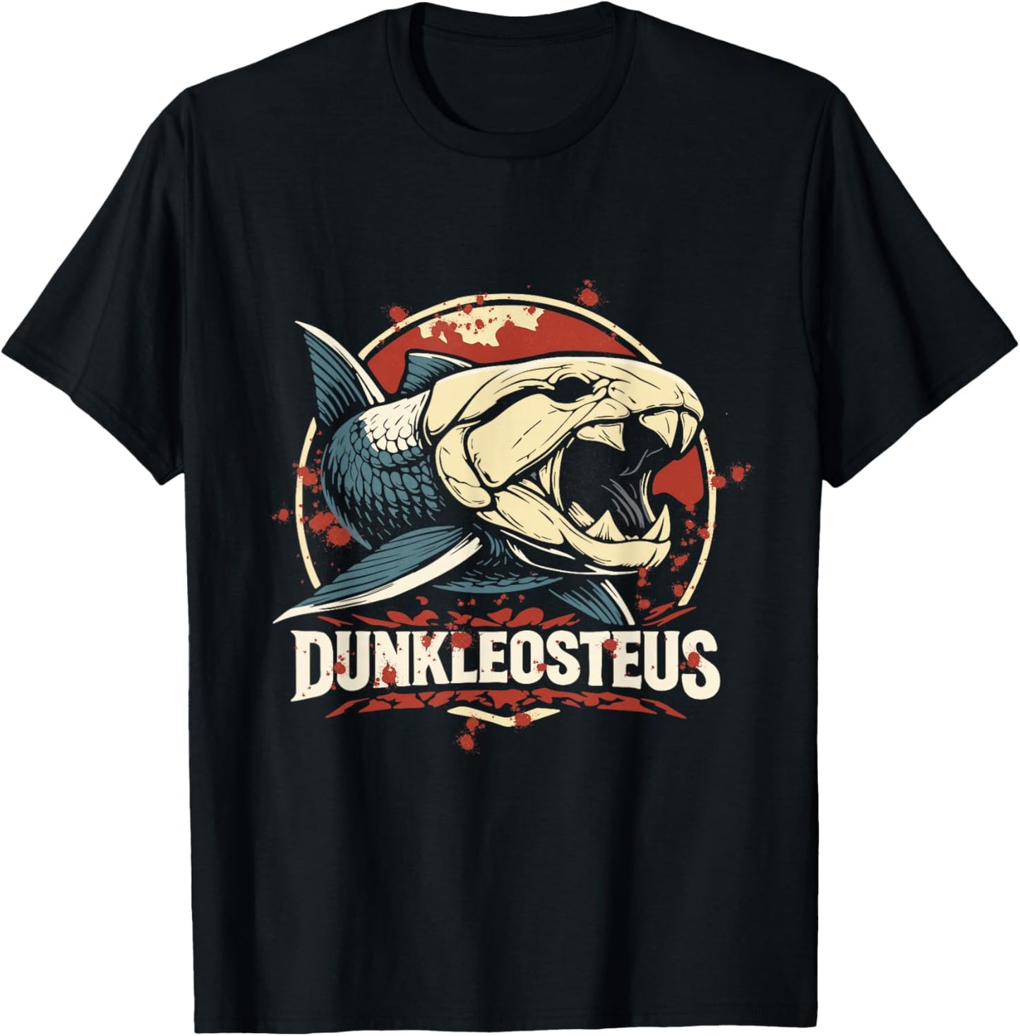 Dunkleosteus Prehistoric Dinosaur Fish Fossil T-Shirt - T-Shirt | Black