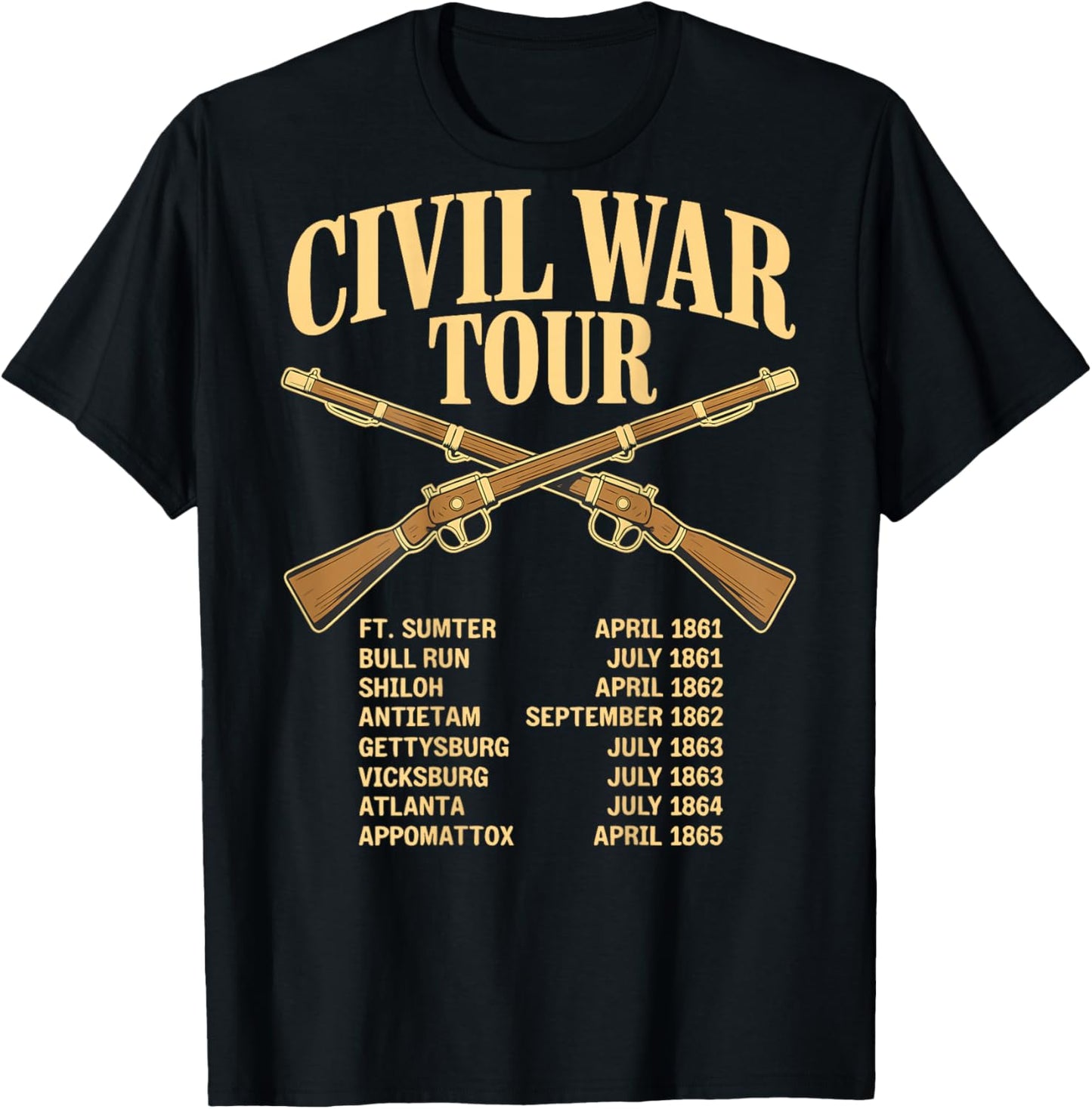 Civil War Tour Reenactor Funny American History T-Shirt - T-Shirt | Black