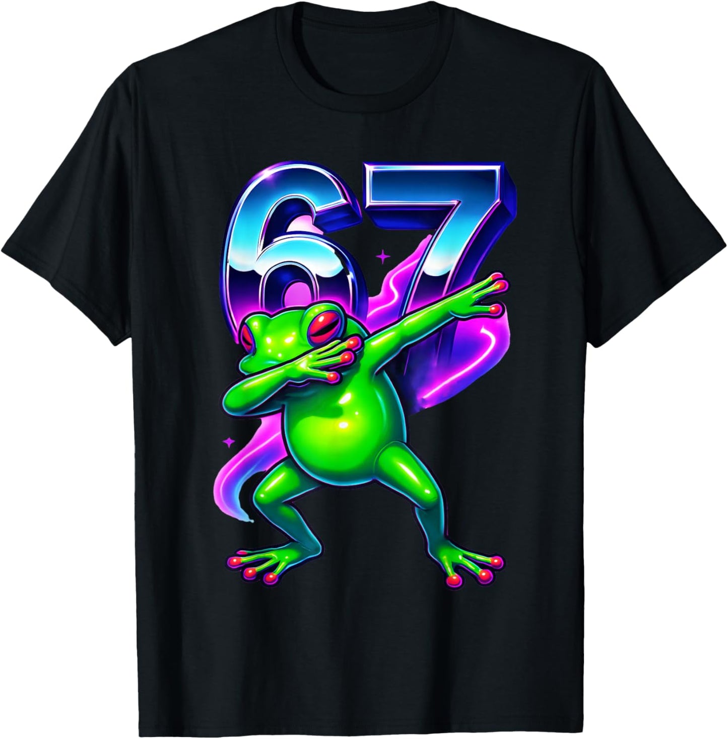 6-7 Meme Dabbing Frog Six Seven Kids Boys Girls 67 Dance T-Shirt - T-Shirt | Black