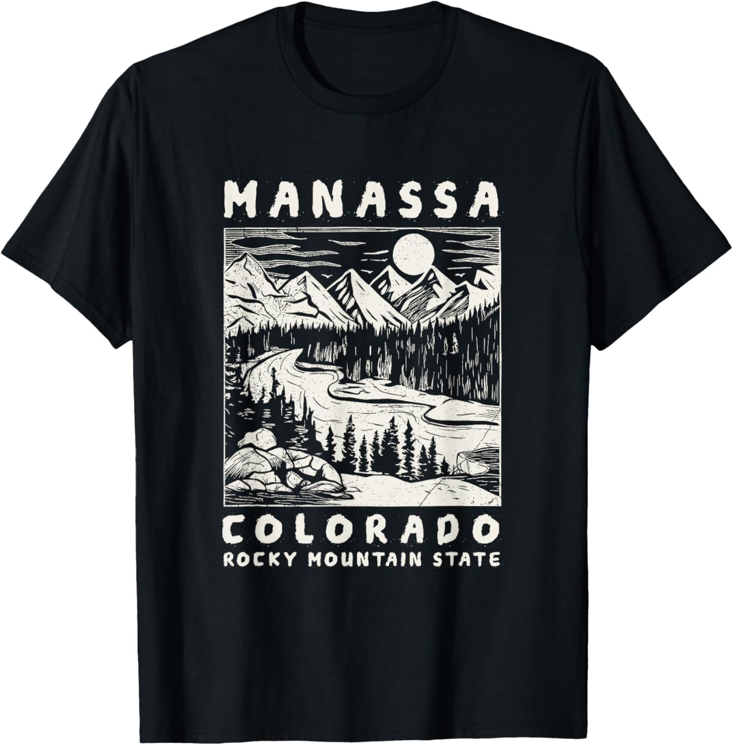Manassa, Colorado Mountain Wildnerness Nature Design T-Shirt - T-Shirt | Black