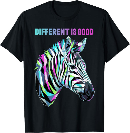 Different is Good Rare Disease Awareness Zebra Warrior T-Shirt - T-Shirt | Black