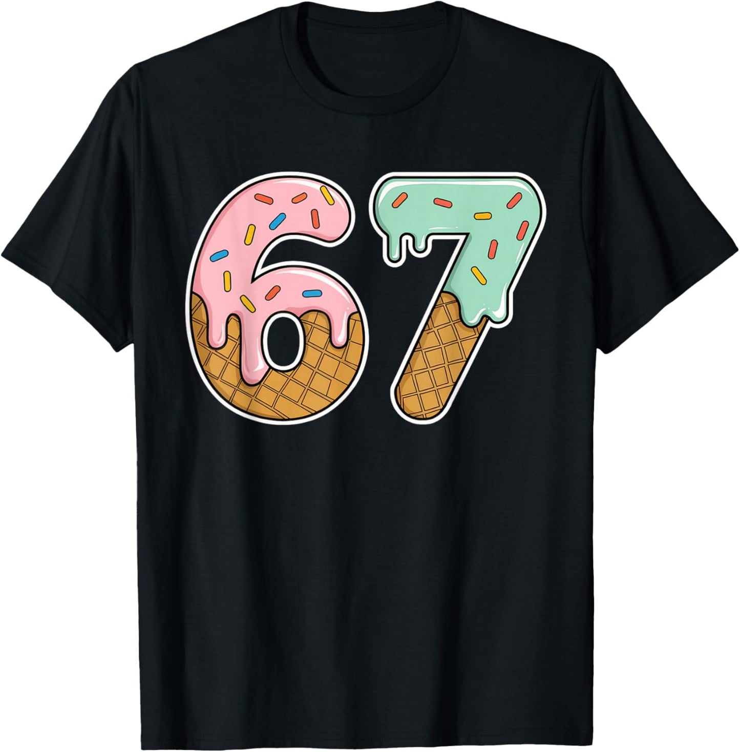 67 Ice Cream 67 Meme Funny Six Seven Gen Alpha Men Women 67 T-Shirt - T-Shirt | Black