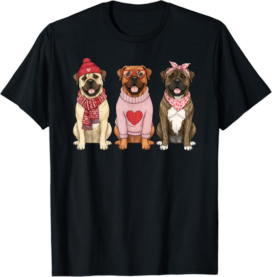 Cute Bullmastiff Valentine Dog T-Shirt - T-Shirt | Black