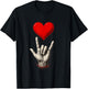 Valentines Day I Love You Hand Sign ASL Heart Women Kids Men T-Shirt - T-Shirt | Black