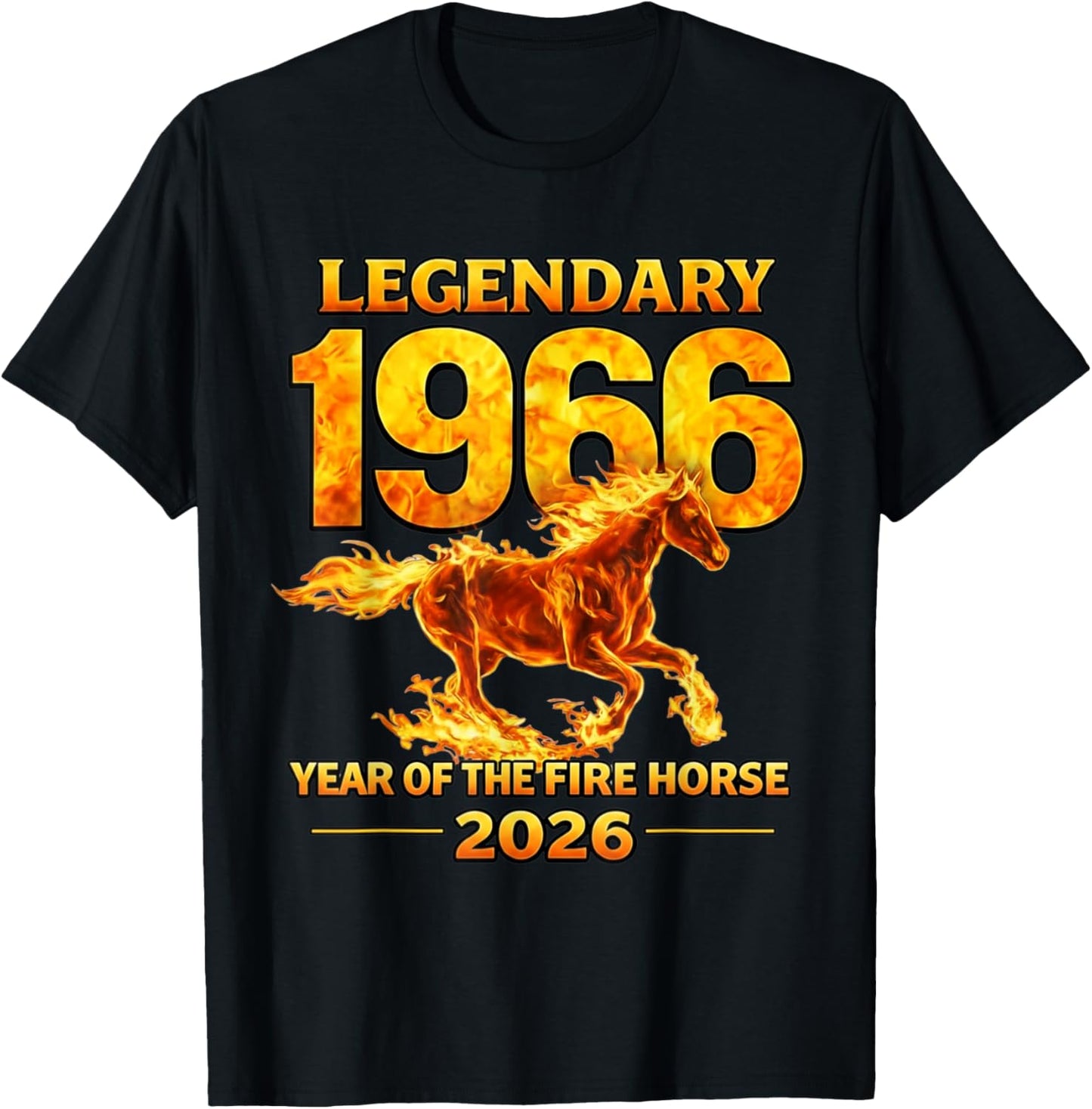 1966 Year of The Fire Horse 60th Birthday Chinese Zodiac T-Shirt - T-Shirt | Black