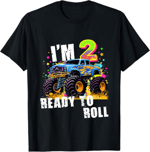 I'm 2 Ready to Roll Monster Truck for Boys Girls Toddler T-Shirt - T-Shirt | Black