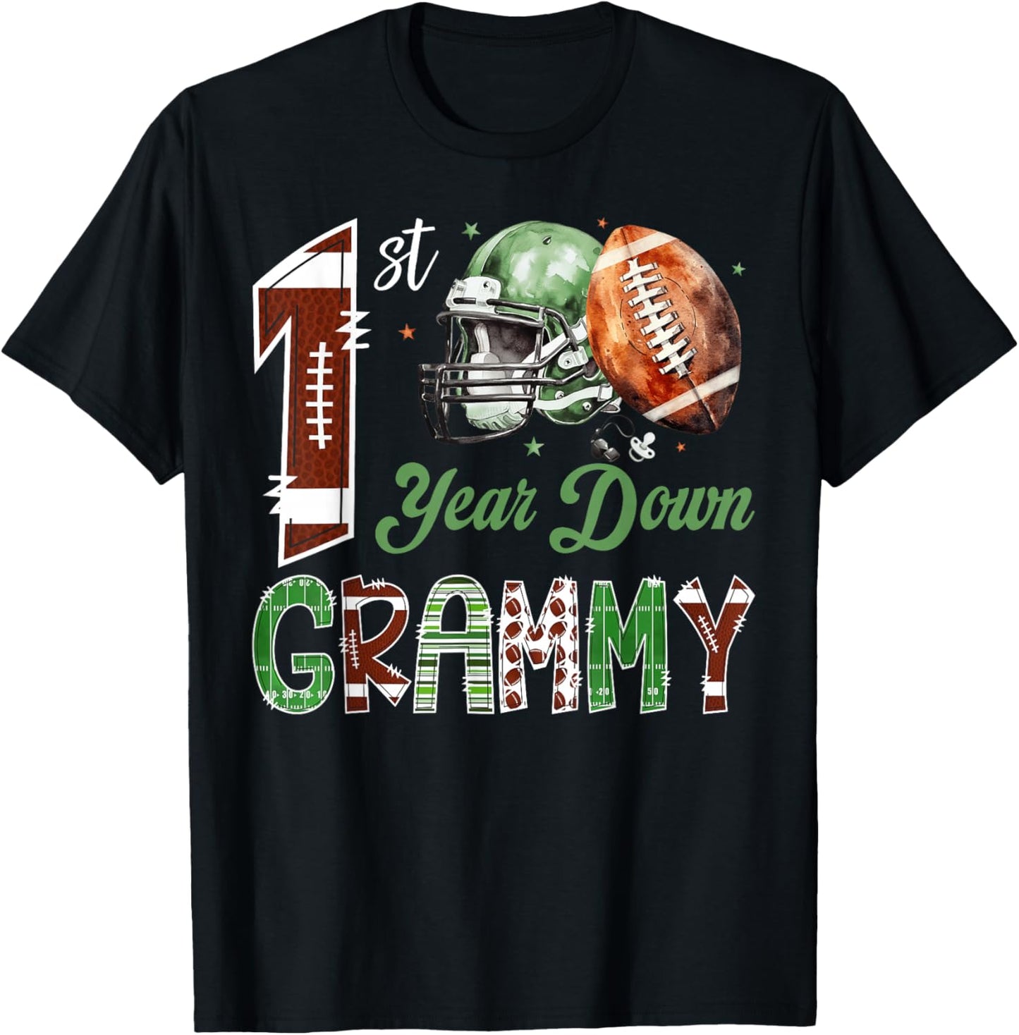 Grammy of The 1 Year Old Football 1st Birthday Boy Party T-Shirt - T-Shirt | Black