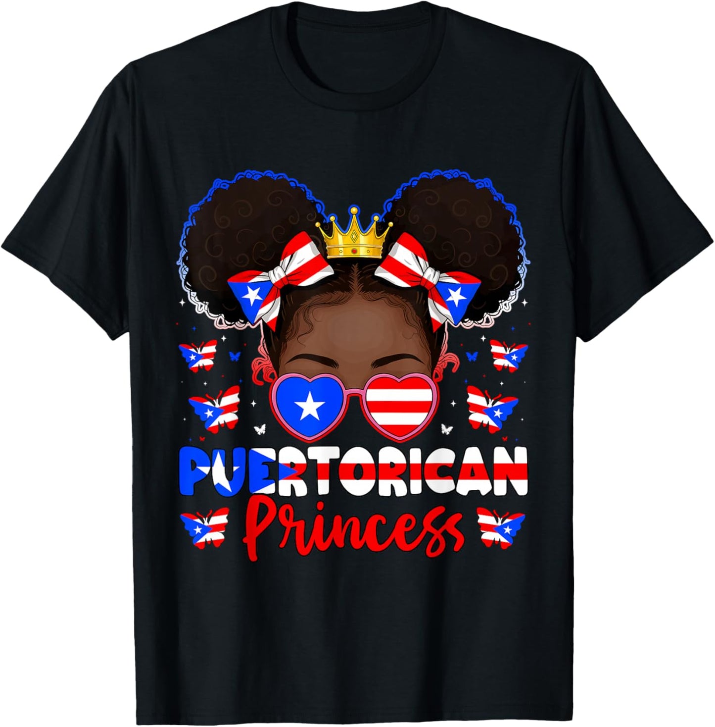 Puerto Rican Princess Boricua Puerto Rico Flag Kids Girls T-Shirt - T-Shirt | Black