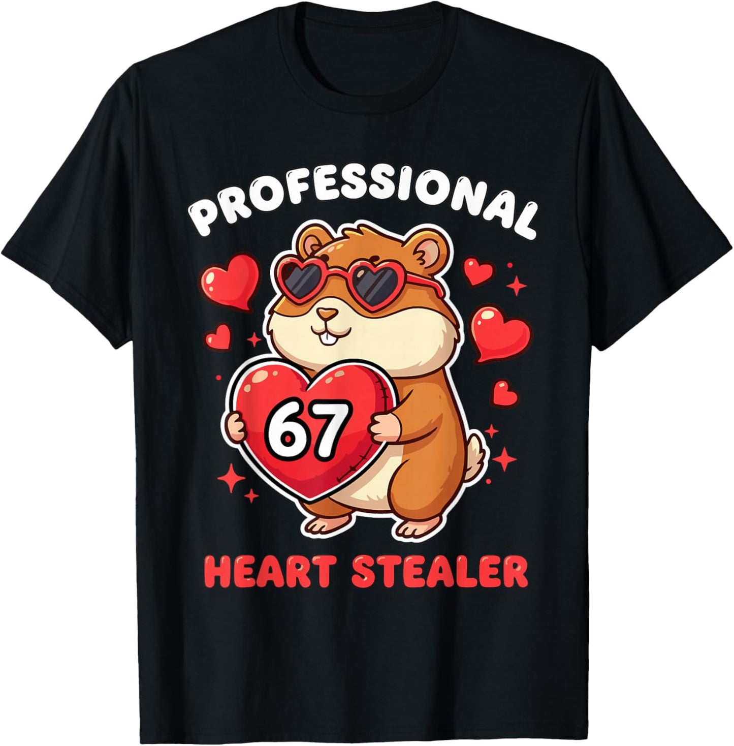 Professional Heart Stealer Valentines 67 Meme 6 7 Guinea Pig T-Shirt - T-Shirt | Black