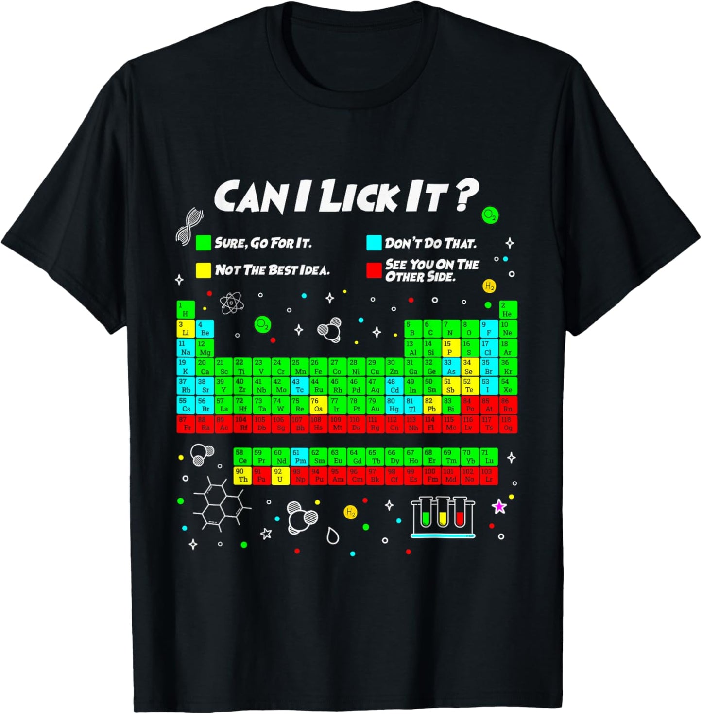 Can I Lick It Periodic Table Funny 100 Days of School T-Shirt - T-Shirt | Black