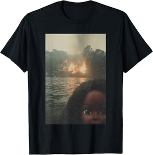 Funny Chaotic Disaster Black Doll Face Selfie Meme Unhinged T-Shirt - T-Shirt | Black
