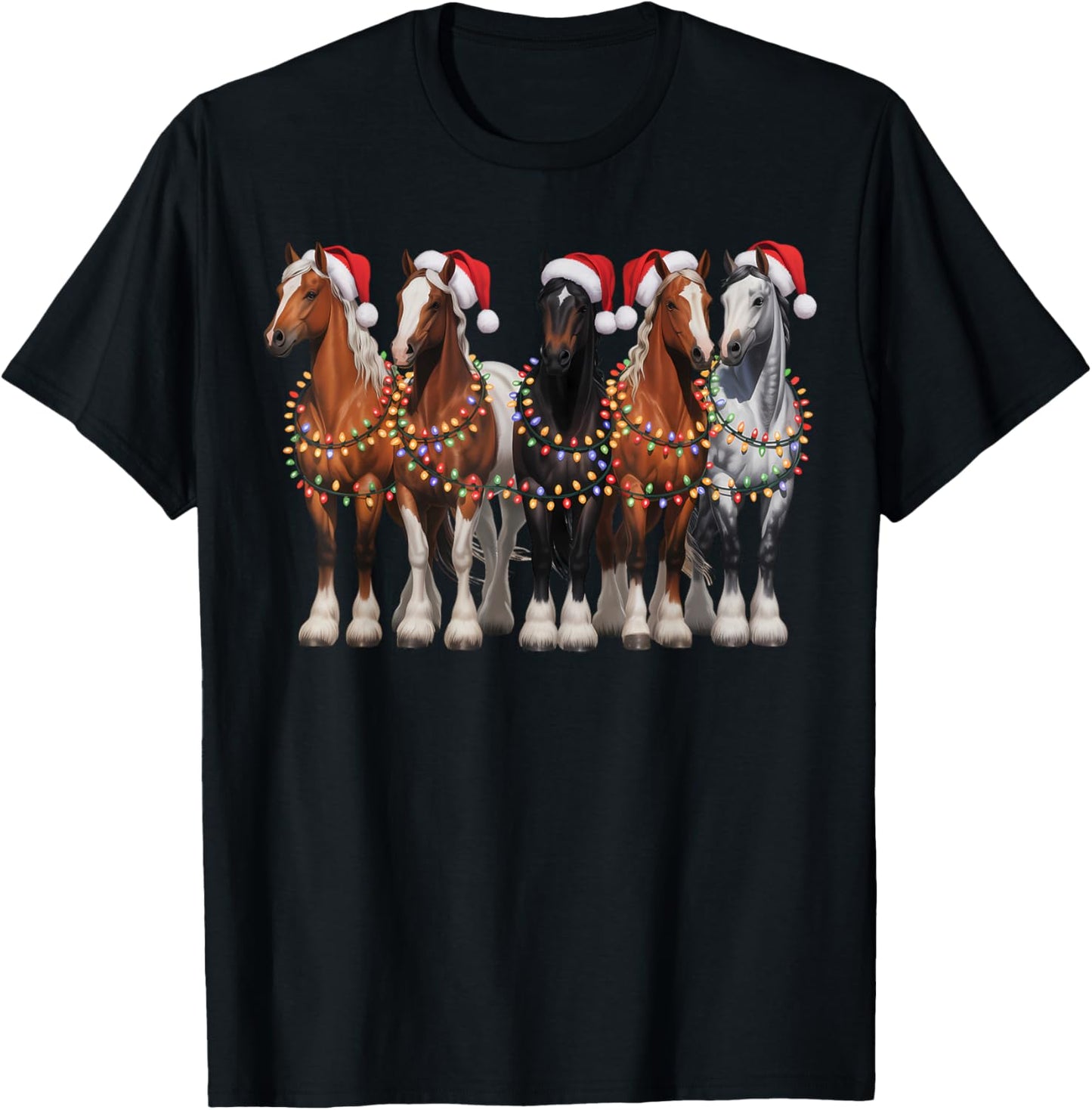 Christmas Horse Riding Xmas Equestrian Kids Women Men Girls T-Shirt - T-Shirt | Black