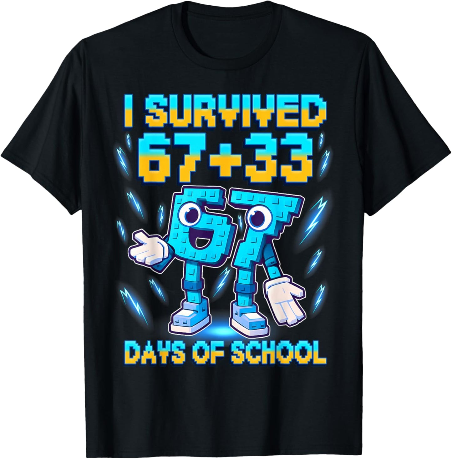 I Survived 100 Days of School 67 Italian Brainrot Kids Meme T-Shirt - T-Shirt | Black