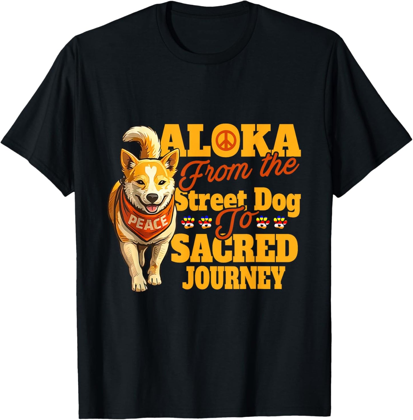 Aloka Dog from The Street Dog to Sacred Journey T-Shirt - T-Shirt | Black