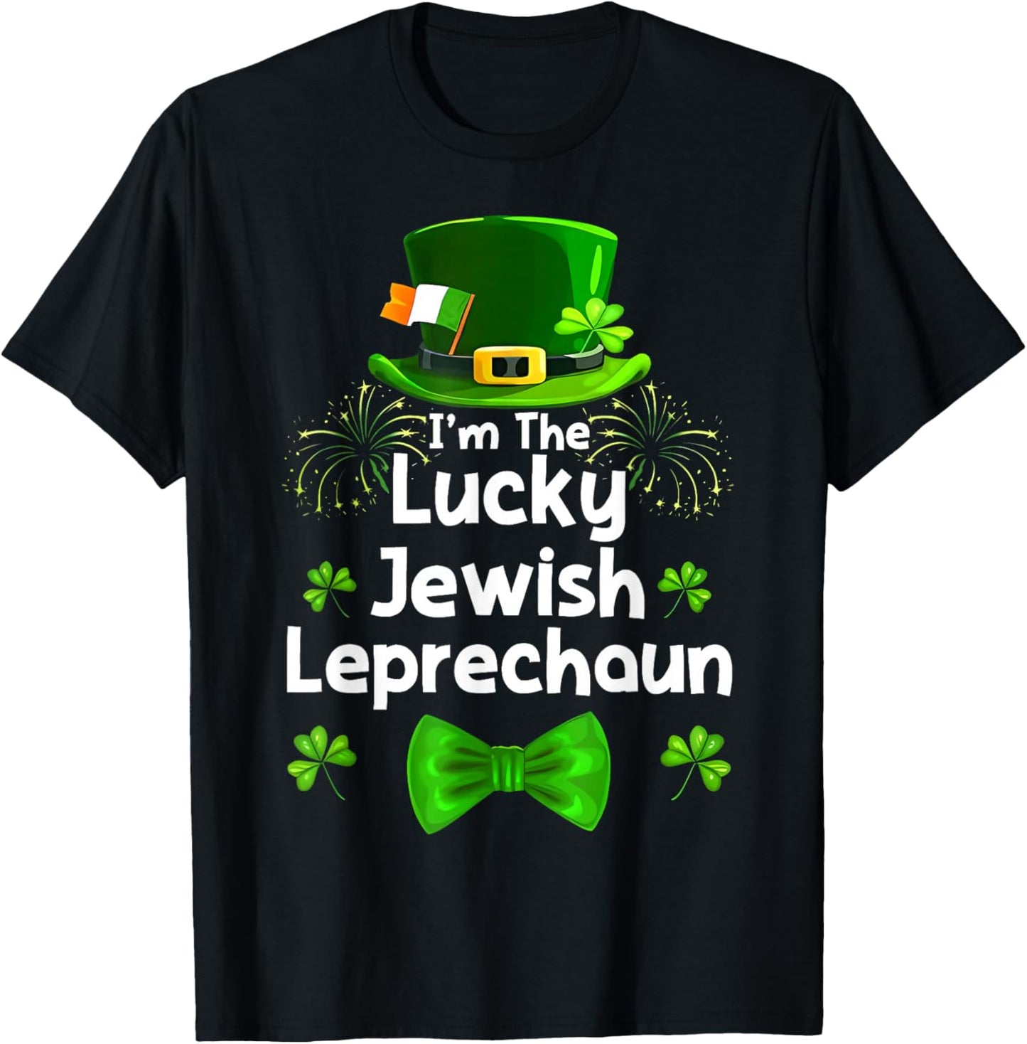 St Patricks Day I'm The Lucky Jewish Leprechaun Hat Men Kids T-Shirt - T-Shirt | Black