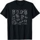 Funny Space Cat Doodle Collage Astronaut Galaxy UFO Alien T-Shirt - T-Shirt | Black