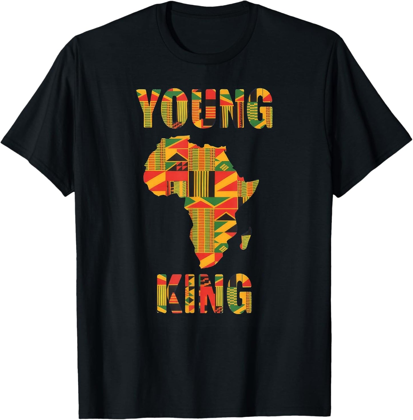 Young King African Kente Art Black History Month T-Shirt - T-Shirt | Black
