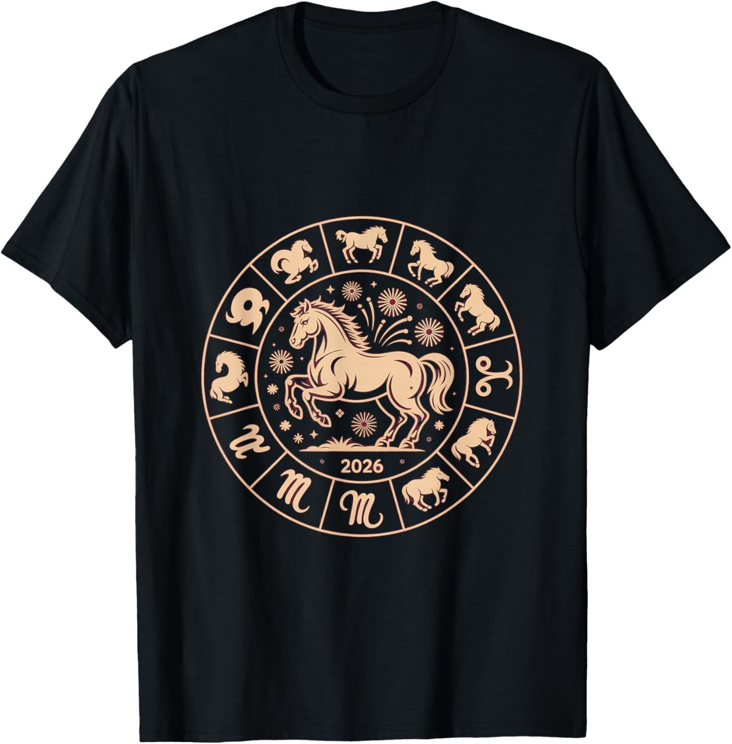 Year of The Fire Horse 2026 Festive Chinese New Year T-Shirt - T-Shirt | Black