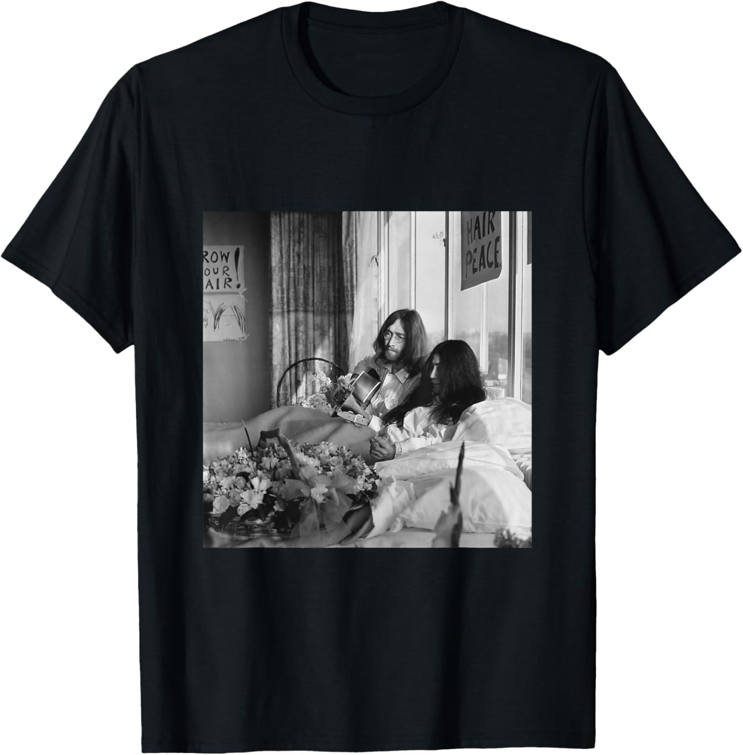The Beatles John Lennon Yoko ONO Anti-War Bed-in 1969 T-Shirt - T-Shirt | Black