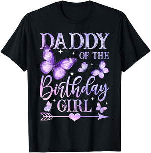 Butterfly Daddy of The Birthday Girl Matching Family T-Shirt - T-Shirt | Black