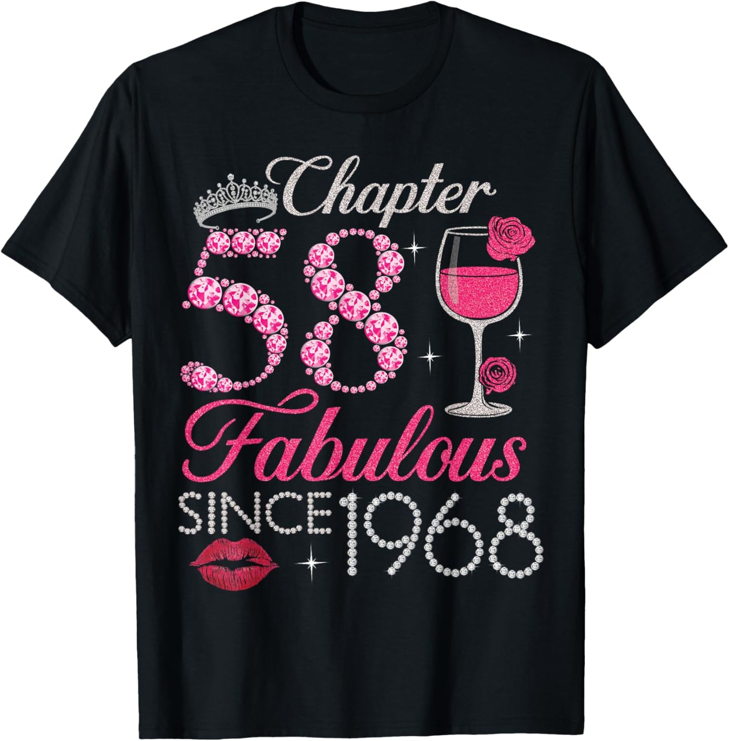 Vintage Chapter 58 Fabulous Since 1968 Birthday Gifts T-Shirt - T-Shirt | Black