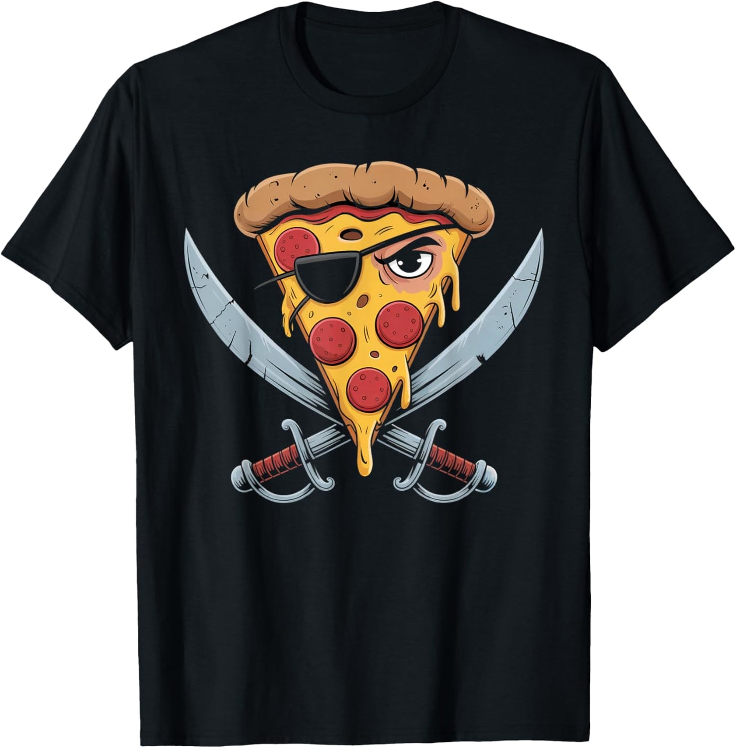 I Love Pizza Slice of Pizza Costume Pirate Pizza T-Shirt - T-Shirt | Black