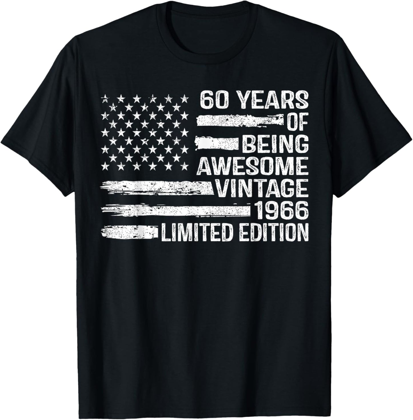 60 Years Old Birthday Vintage American Flag 60th Birthday T-Shirt - T-Shirt | Black