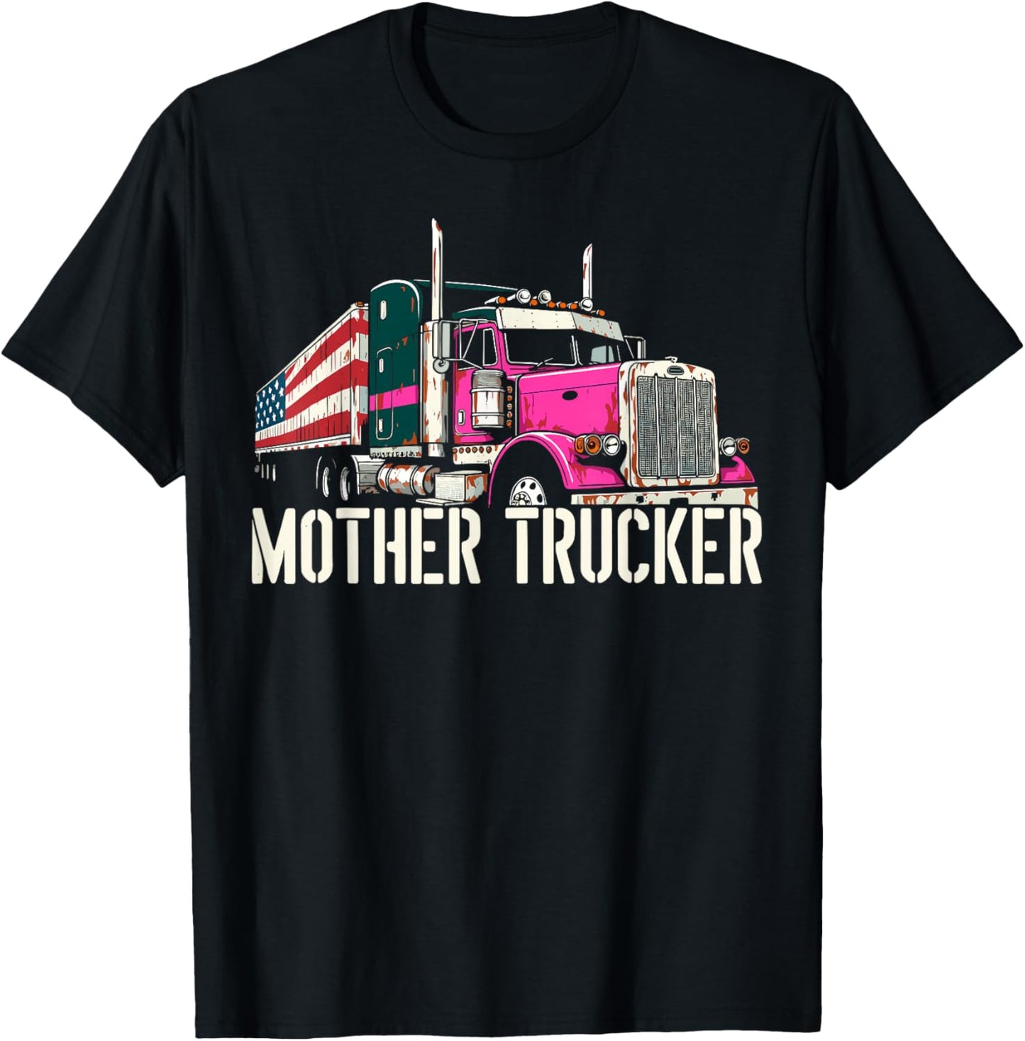 Mother Trucker Female Semi Truck Driver T-Shirt - T-Shirt | Black