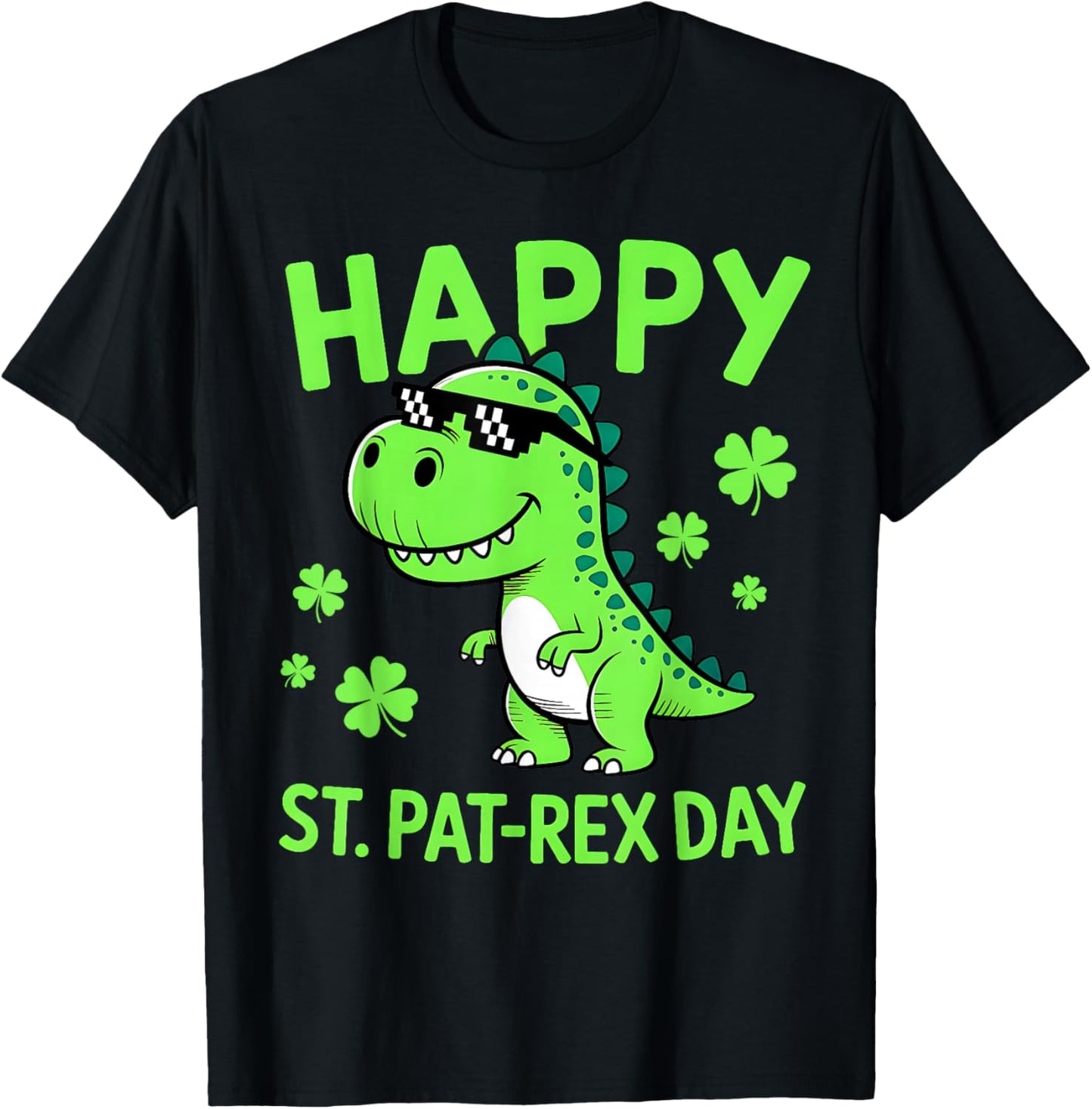 Happy St. Pat-Rex Day Dinosaur T rex Boys St Patricks Day T-Shirt - T-Shirt | Black