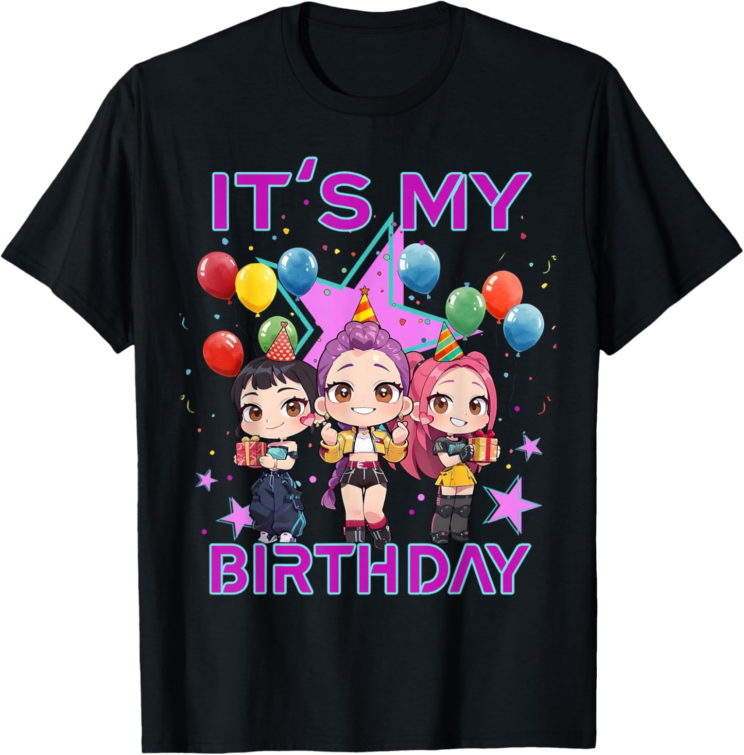 It's My Birthday Graphic Balloons for Girls and Teens Kpop T-Shirt - T-Shirt | Black