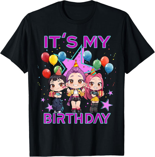 It's My Birthday Graphic Balloons for Girls and Teens Kpop T-Shirt - T-Shirt | Black