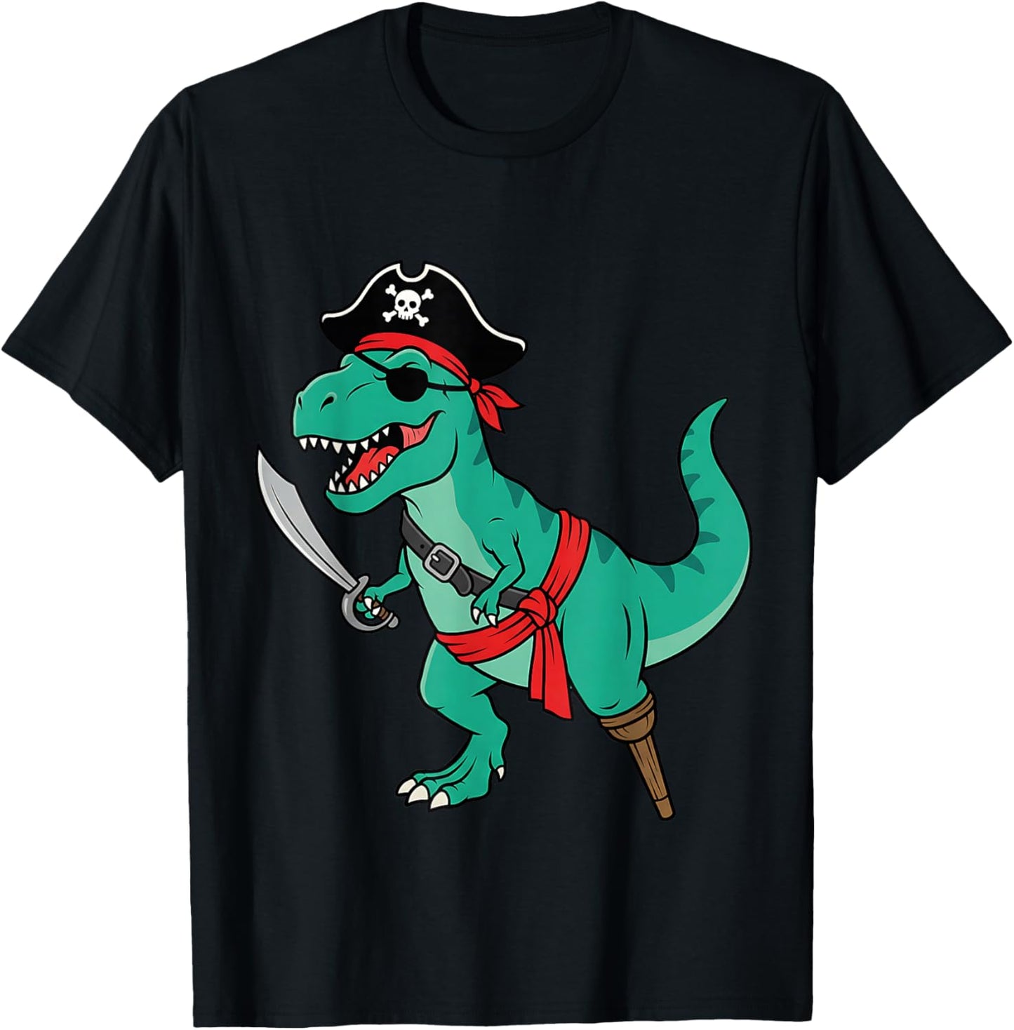 Pirate Dinosaur Toddler Boy Funny Kids Halloween Costume T-Shirt - T-Shirt | Black