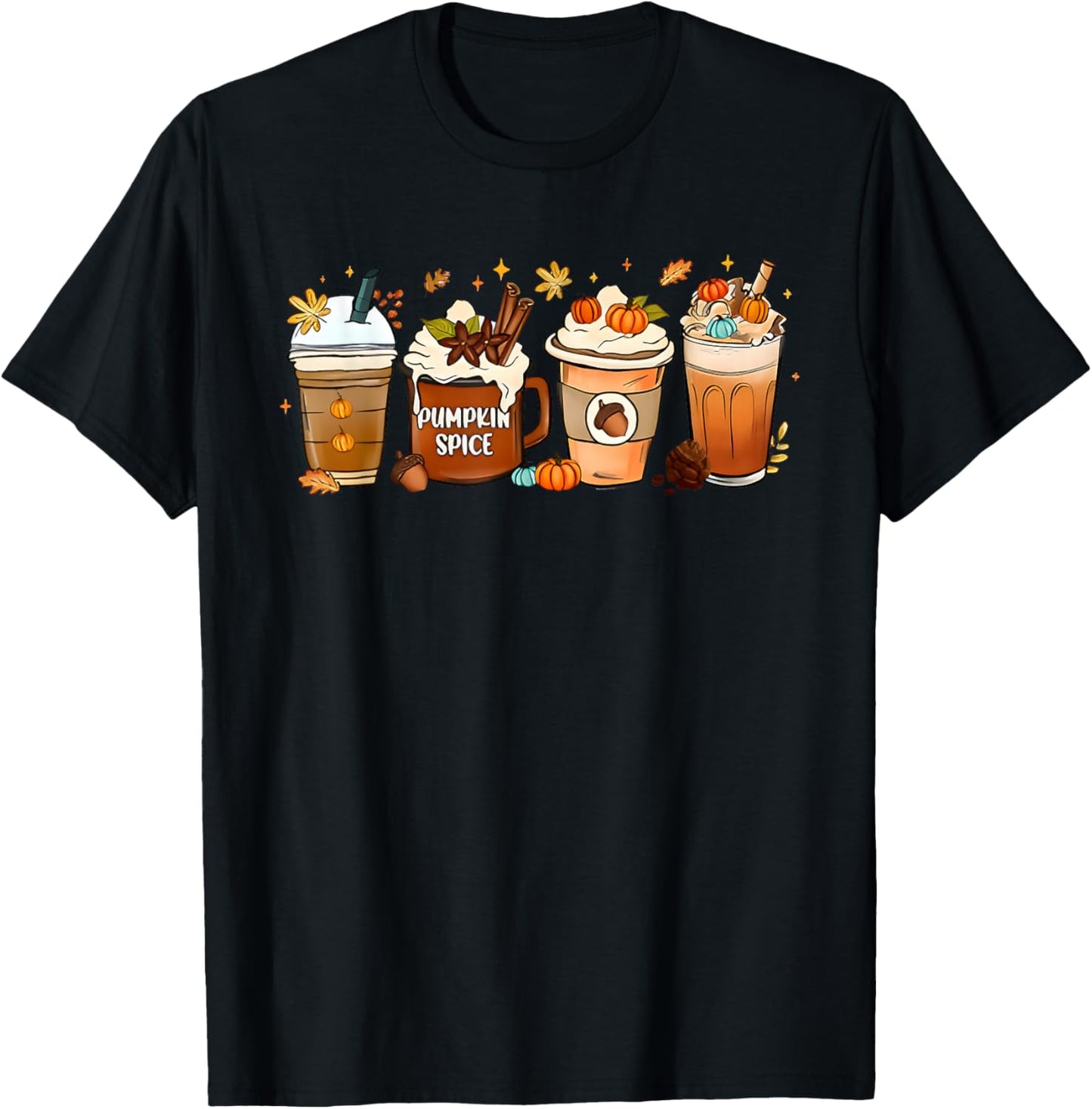 Fall Coffee Pumpkin Spice Latte Iced Autumn T-Shirt - T-Shirt | Black