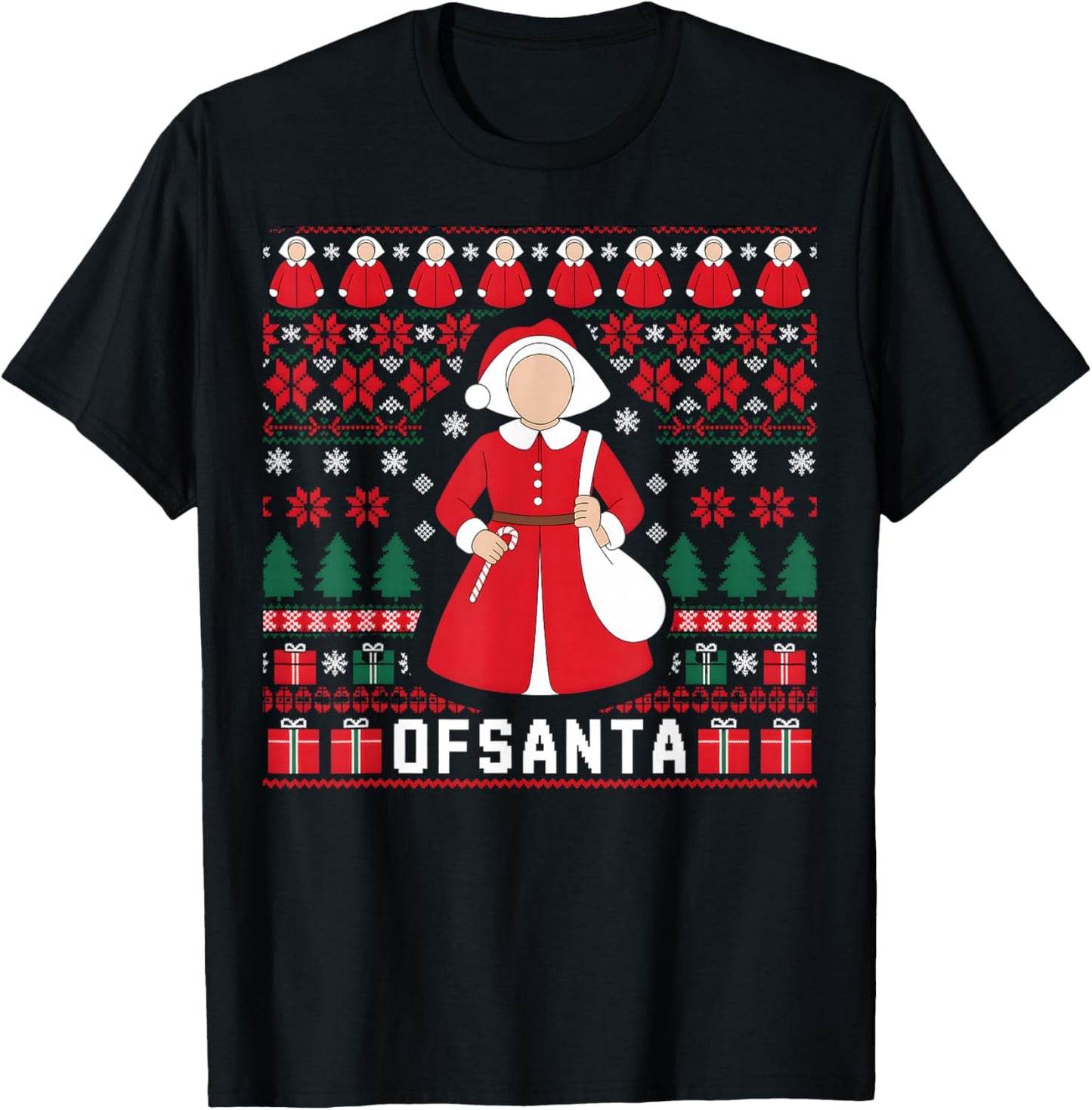 Handmaid Santa Christmas Sweater Funny Holiday T-Shirt - T-Shirt | Black