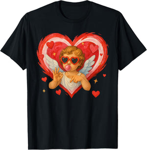 Funny 6 7 Meme Heart Cupid Says Six Seven 67 Valentine’s Day T-Shirt - T-Shirt | Black