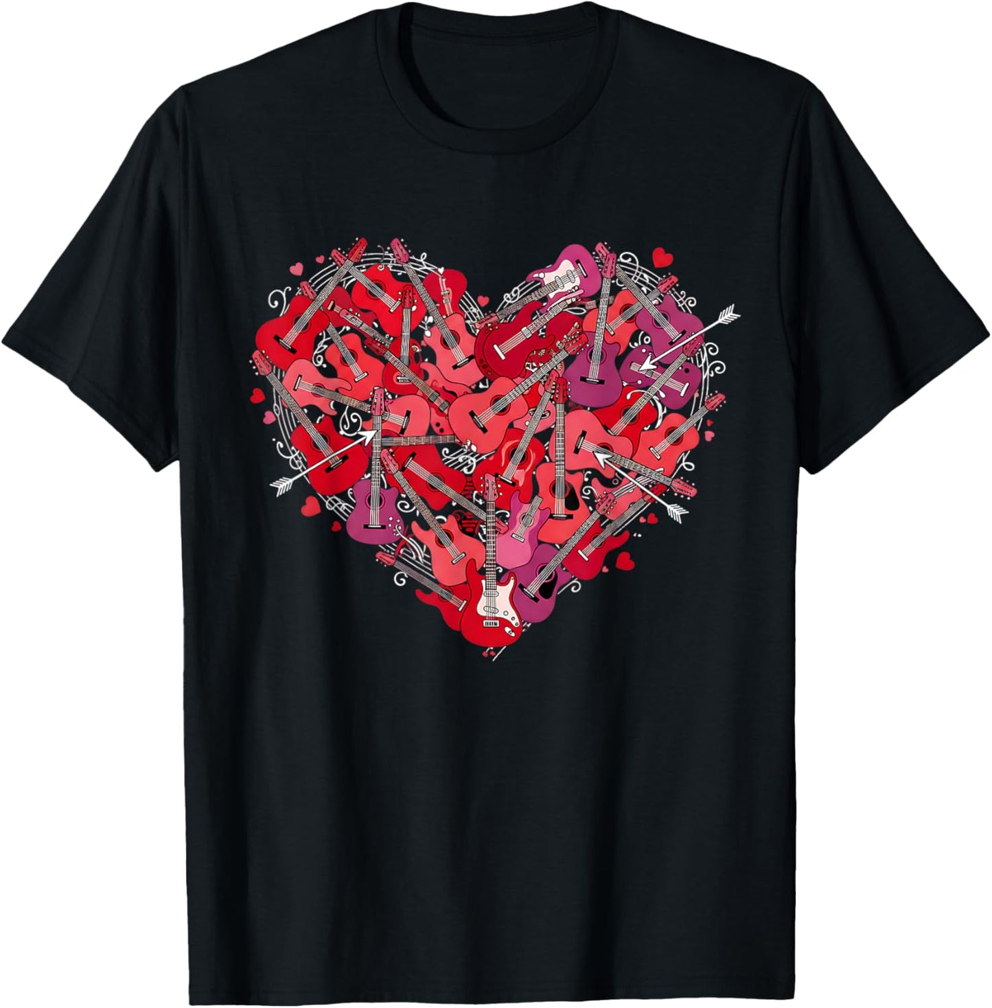 Guitar Player Heart Guitarist Love Rock Music Men Women T-Shirt - T-Shirt | Black