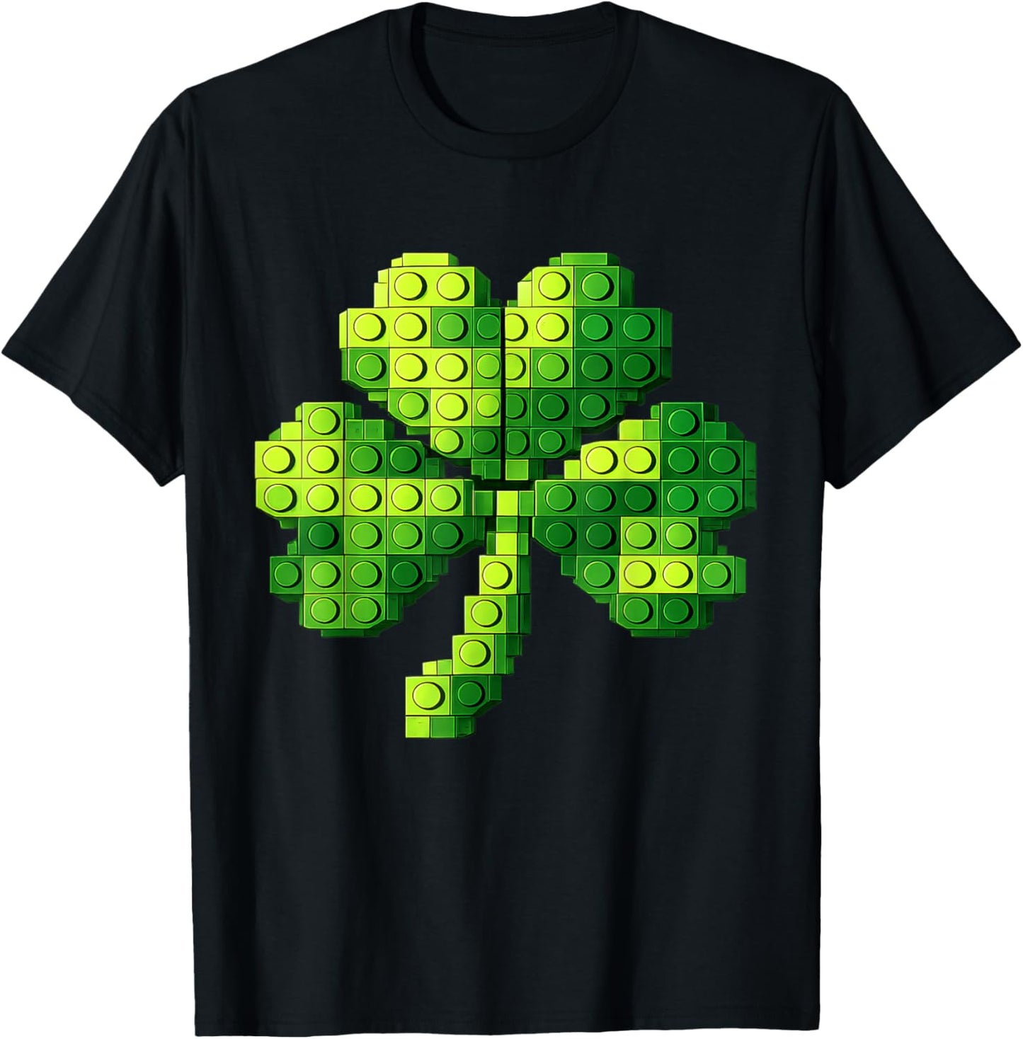 Funny Building Shamrock Blocks St Patricks Day Kids Boys T-Shirt - T-Shirt | Black