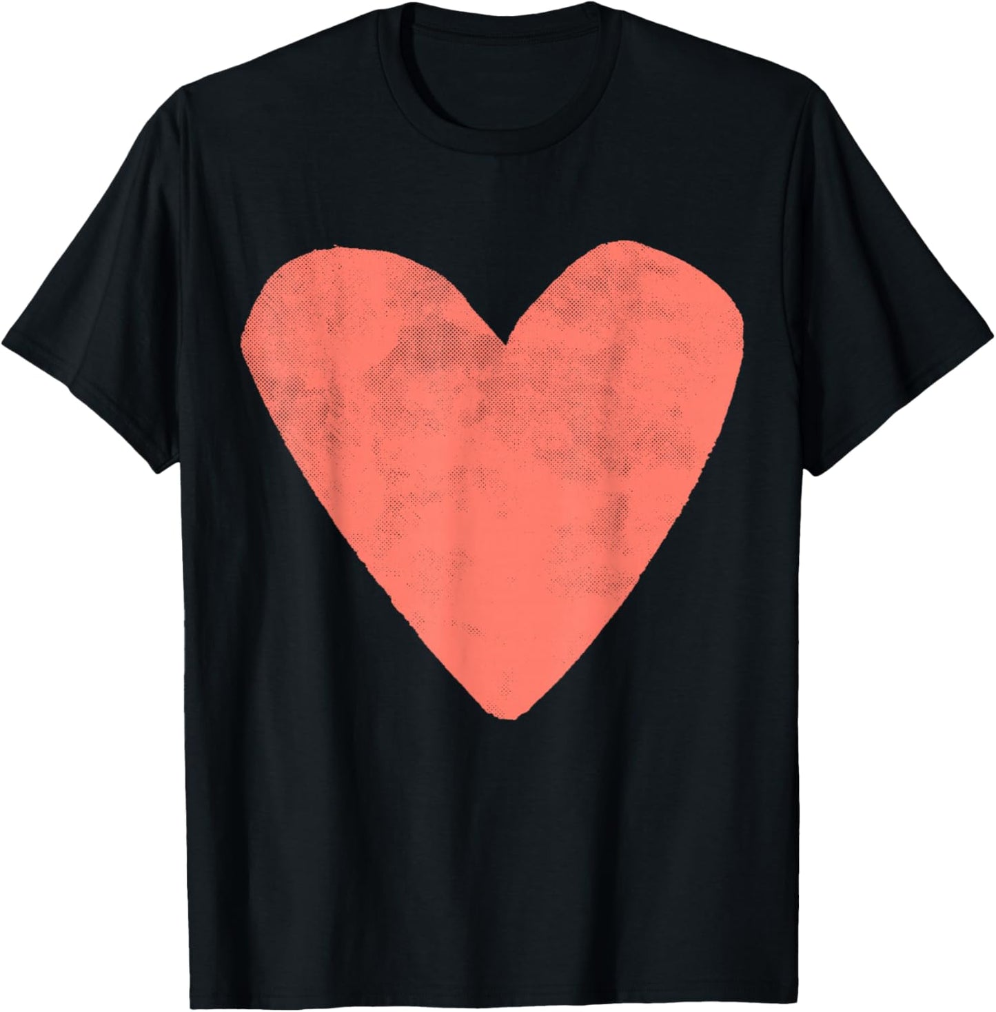 Cute Valentines Day Designer Heart Salmon Pink Valentine T-Shirt - T-Shirt | Black
