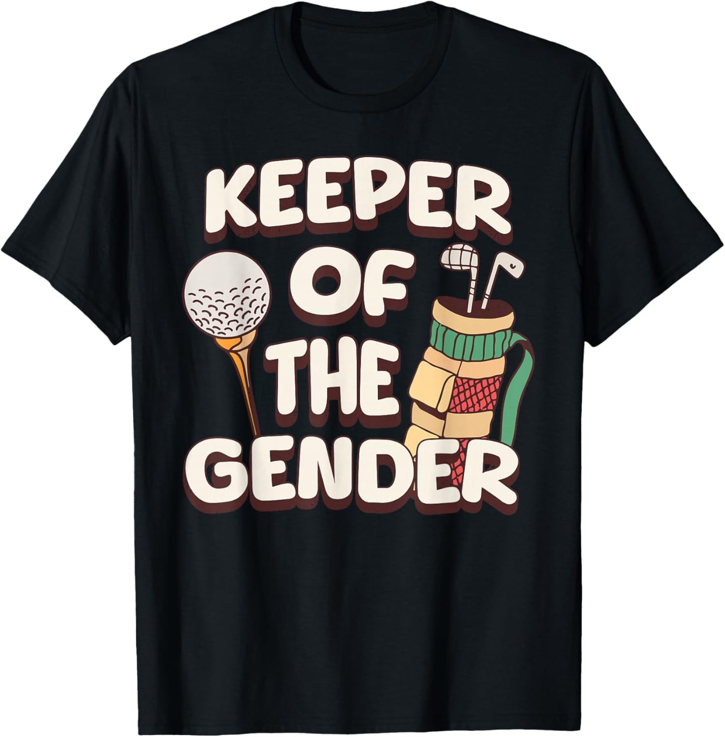 Keeper of The Gender Golf Golfing Sports Gender Reveal Party T-Shirt - T-Shirt | Black