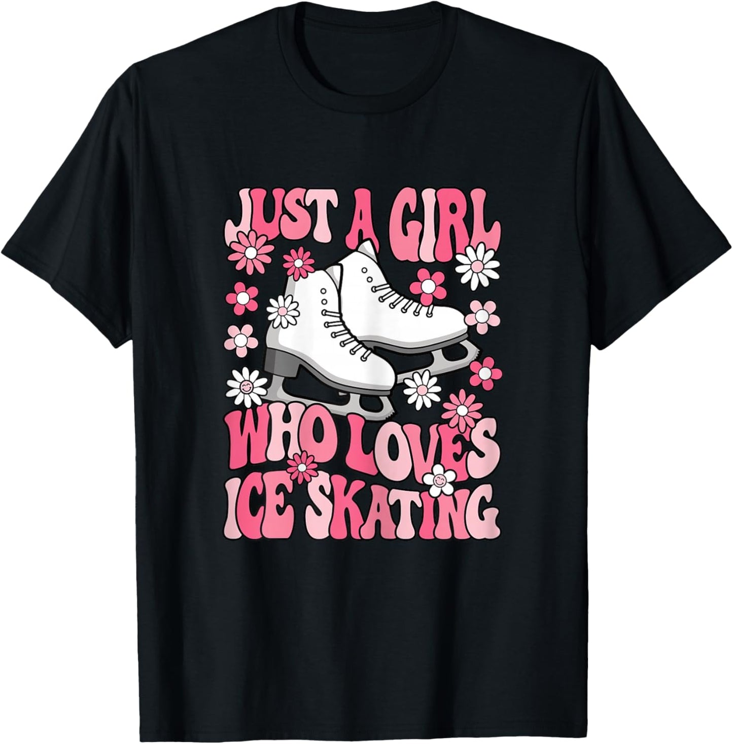 Just A Girl Who Loves Ice Skating Skater Women Girls Kids T-Shirt - T-Shirt | Black