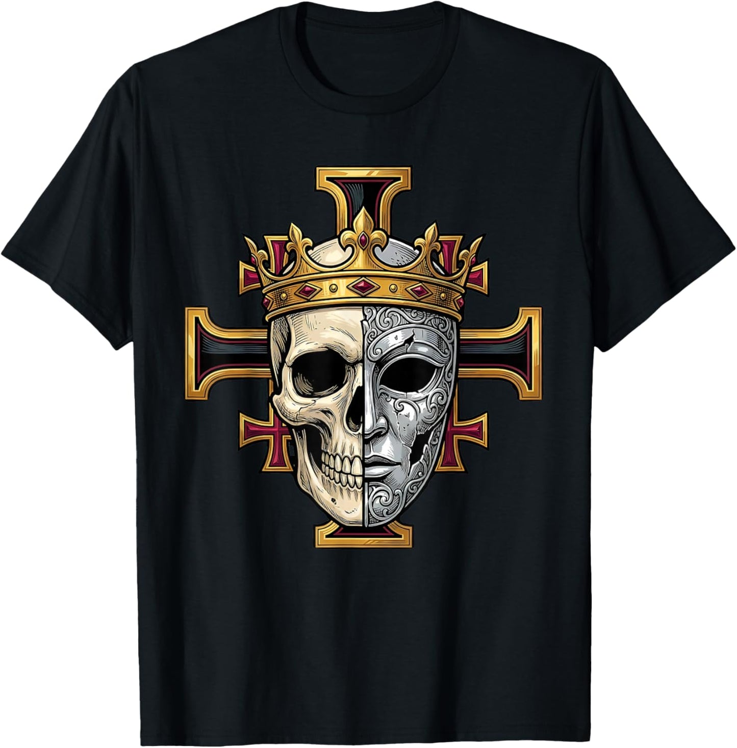 King Baldwin IV Jerusalem Cross Catholic T-Shirt - T-Shirt | Black