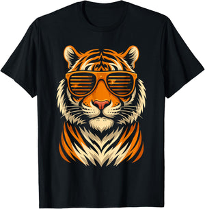 Cool Shirts for Boys Kids, Funny Tiger Sunglasses T-Shirt - T-Shirt | Black