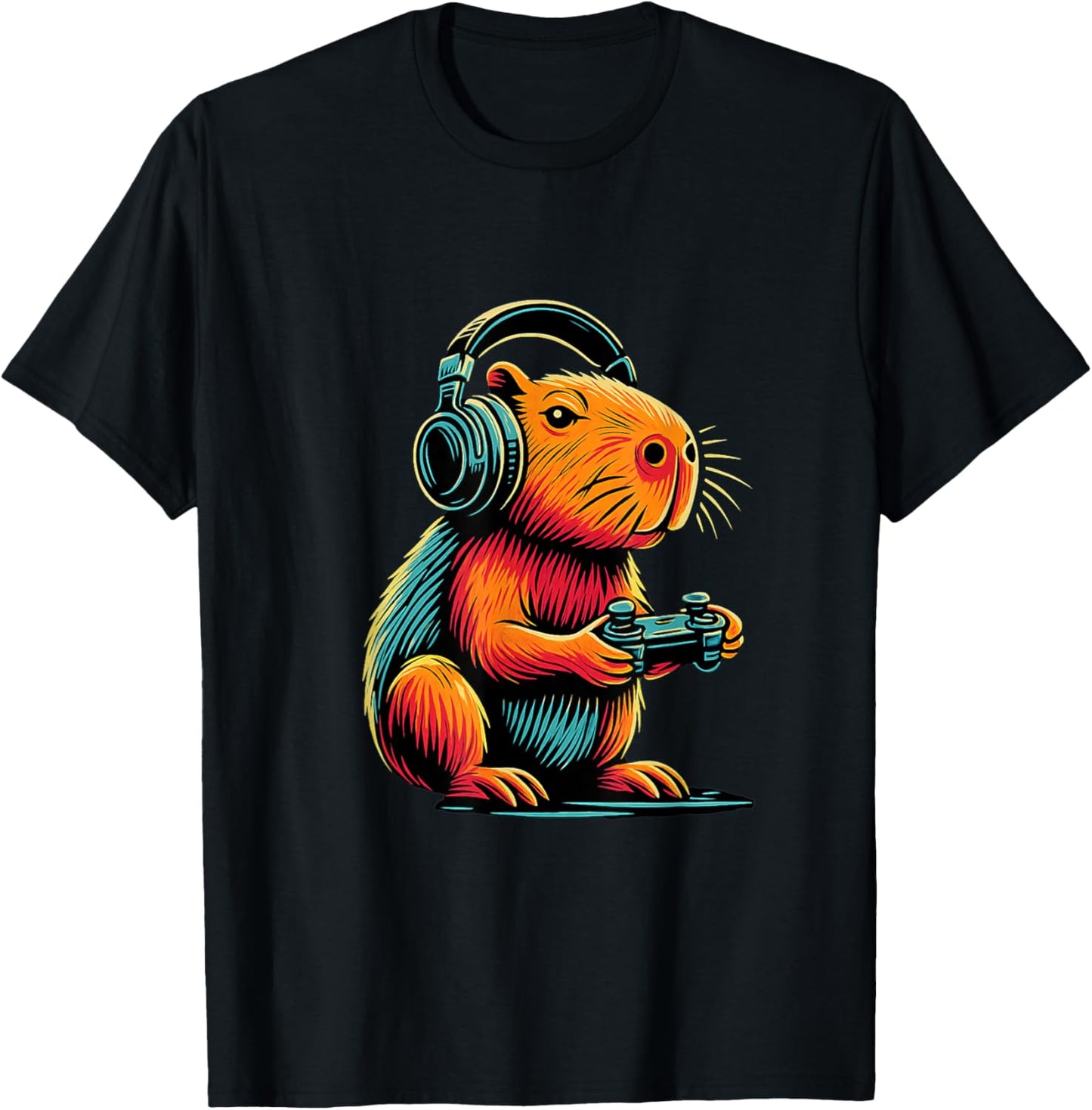 Capybara Gaming,Funny Gamer, Capybara Design Classic T-Shirt - T-Shirt | Black