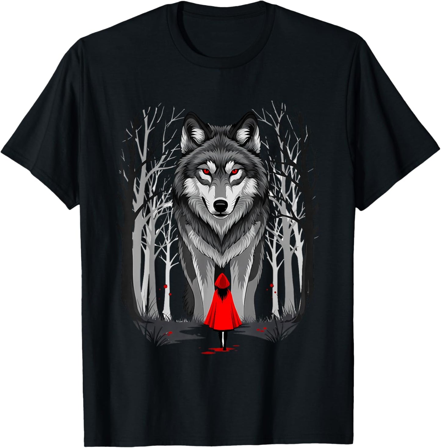 Classic Red Riding Hood Fairy Tale Wolf Story Time T-Shirt - T-Shirt | Black