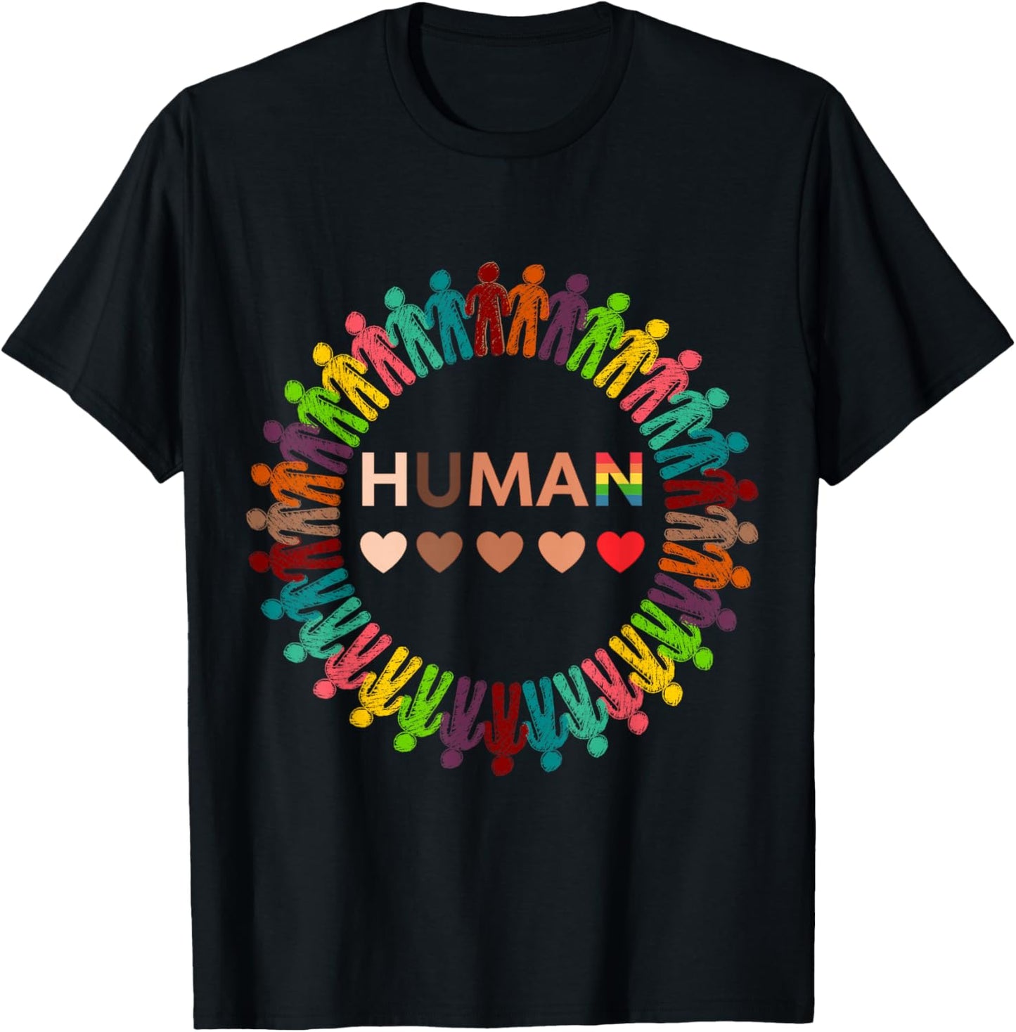 All-Inclusive Hearts for BLM Racial Justice & Human Equality T-Shirt - T-Shirt | Black