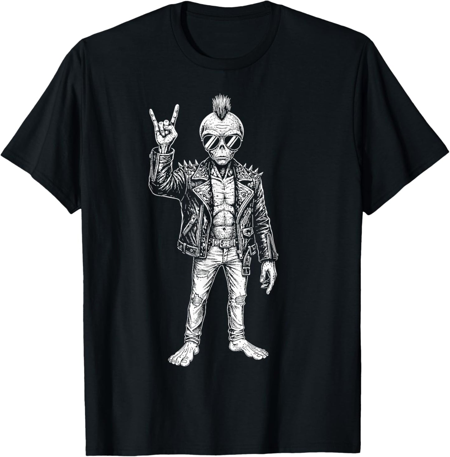 Punk Rocker Alien Lover Funny Rock and Roll Music Fan T-Shirt - T-Shirt | Black