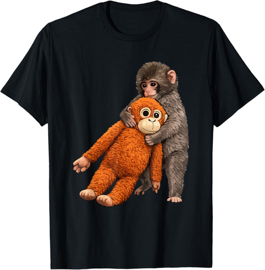 Baby Viral Monkey Punch Hugging T-Shirt - T-Shirt | Black